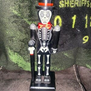 Skeleton Nutcracker with Red Bow Tie